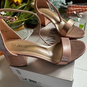 Low chunk heels. Champagne/Rose Gold. Worn once